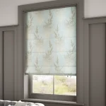 Moonlit Fern Faux Silk Pastel Blue Roman Blind Dubai