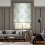 Moonlit Fern Faux Silk Pastel Blue Roman Blind in Dubai