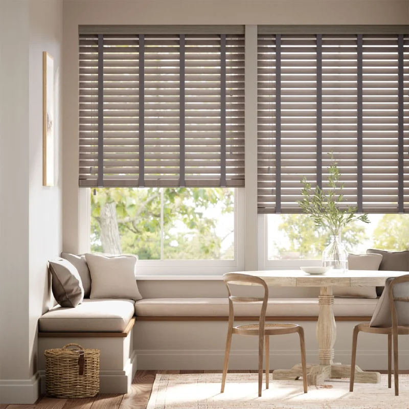 Smoke Whisper & Grey Faux Wooden Blind in Dubai