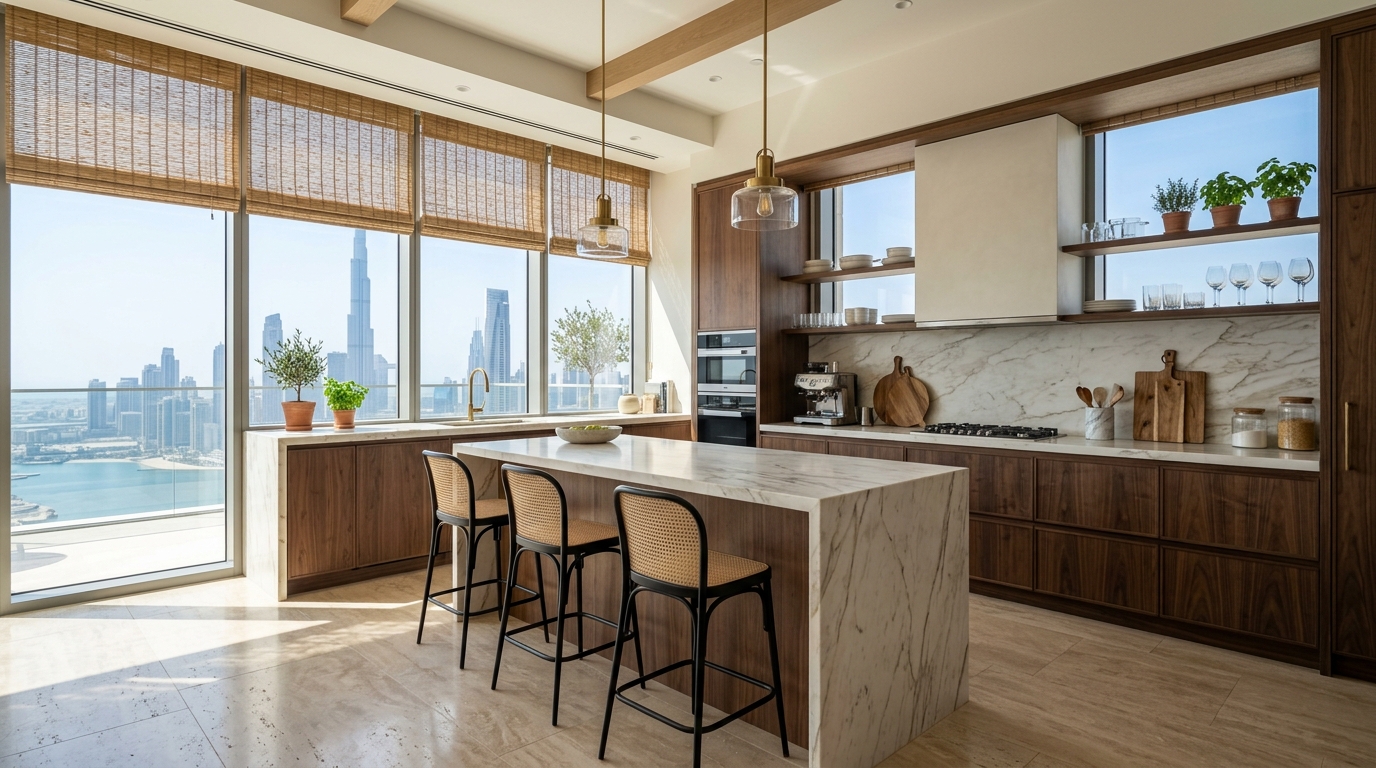 Bamboo blinds for kitchen in Palm Jumeirah